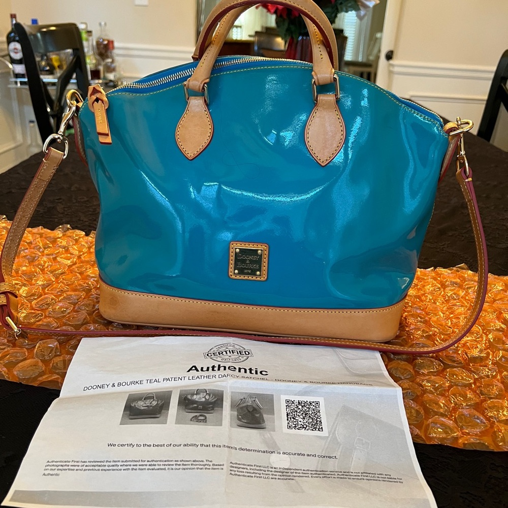 Dooney & Bourke Blue Patent Leather Satchel